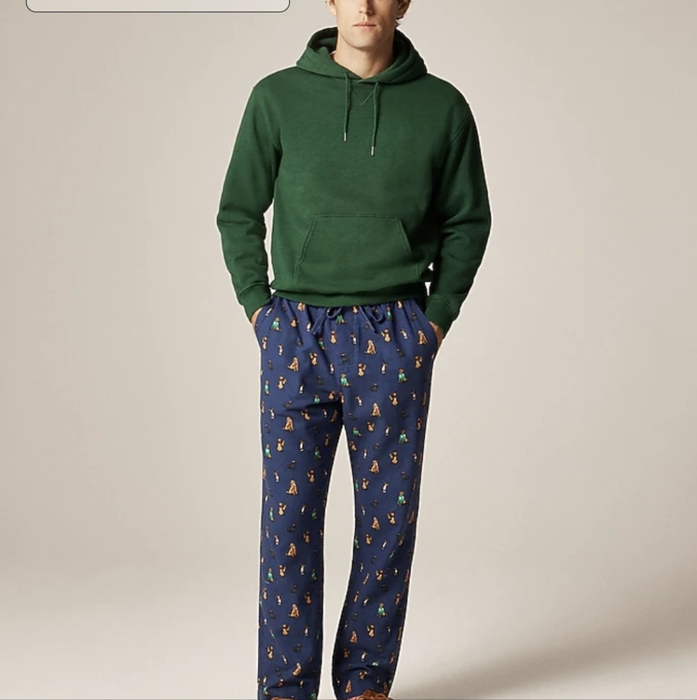 J.Crew Soft Cotton Pajama Lounge Pants Navy Dog MED (32-34) BNWT SO 2025